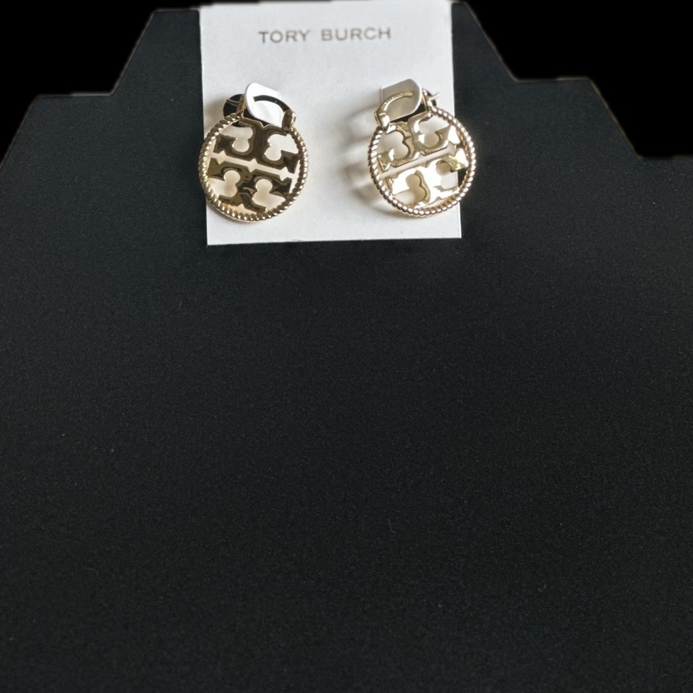 Tory Burch Gold Logo Drop Earrings